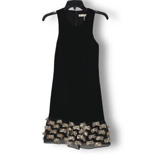 NWT Trina Turk Black Gold Trim Sleeveless Shift Mini Cocktail Dress, Sz 2